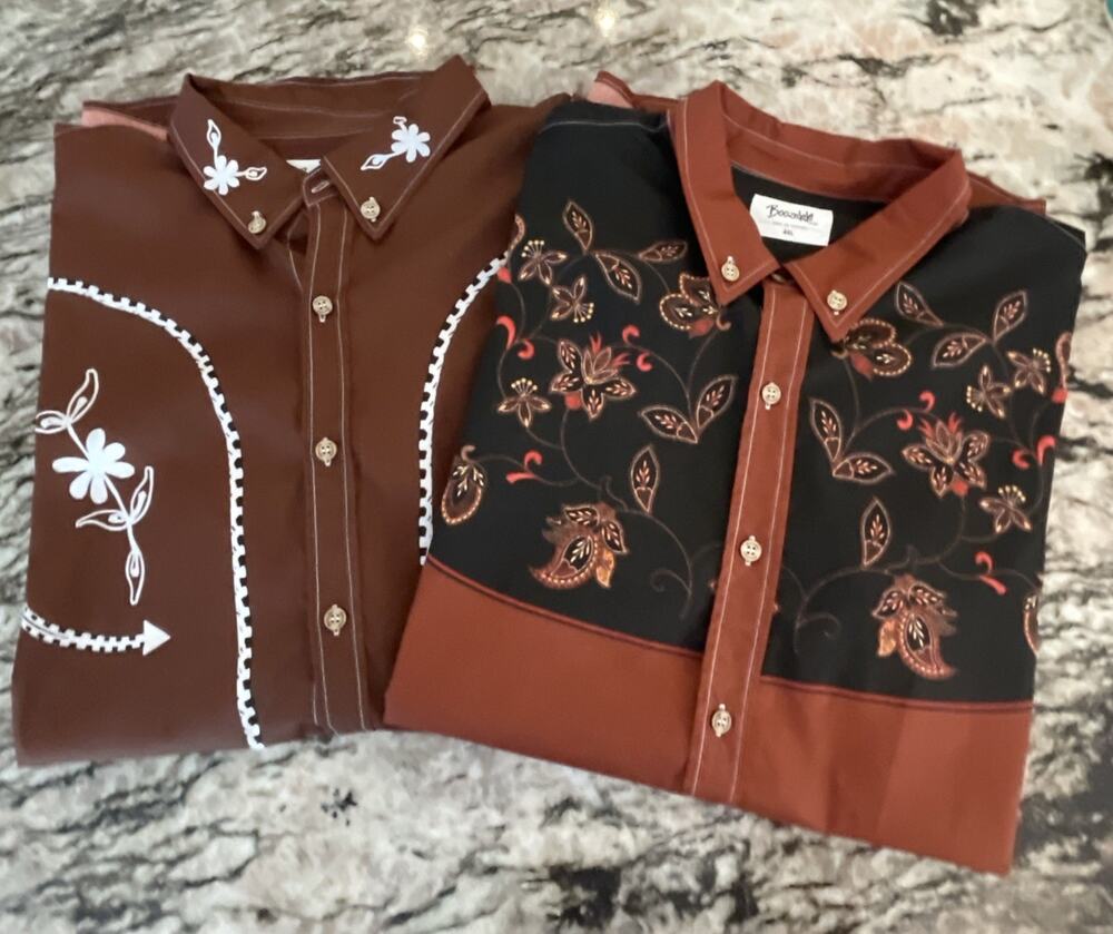 Boozelele Western Shirt Mens 4XL Button Down Retro Rockabilly Cowboy Core Lot 2